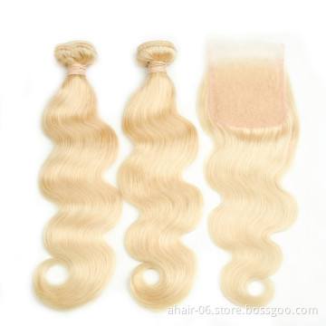 Cambodian hair vendors wholesale Cambodian blonde 613 body wave virgin hair bundles with closure